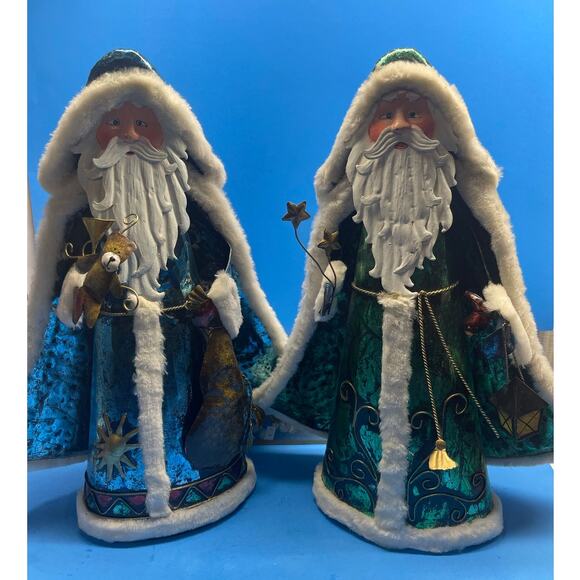 20 inch Vinatge Metal Christmas Figurine Decor Set of 2 Father Time Santa - Picture 1 of 13